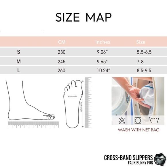 FUZZY FAUX BUNNY FUR CROSS BAND SLIPPERS IN GREY NON-SLIP SIZE MEDIUM 5.5 - 6.5 - Picture 12 of 14